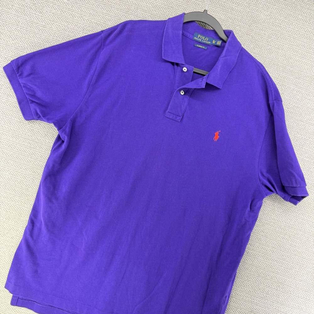 Polo Ralph Lauren Polo Shirt XL Purple Cotton Classic Fit Short Sleeve Pony Logo